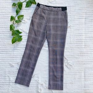 H&M plaid stretch waist slim leg trouser pants academia preppy Sz 4